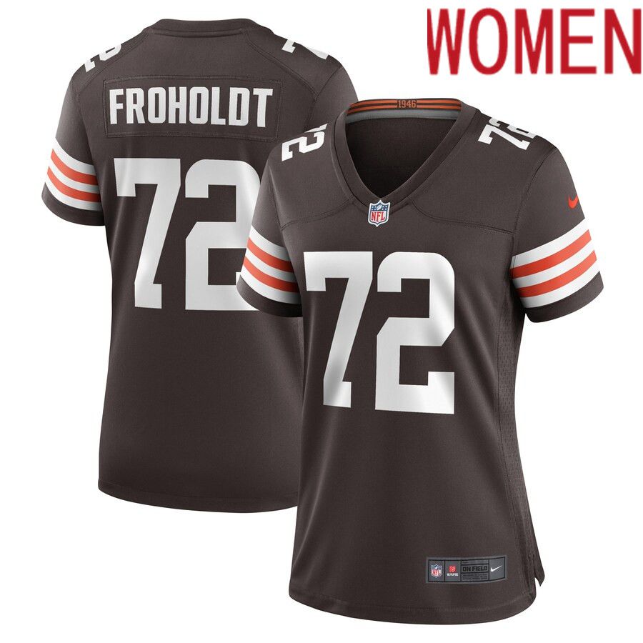 Women Cleveland Browns #72 Hjalte Froholdt Nike Brown Game Player NFL Jersey->women nfl jersey->Women Jersey